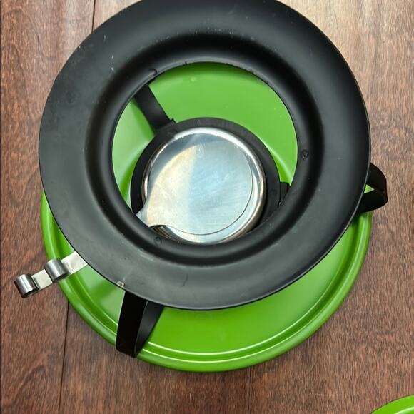 Vintage Green Fondue Set with Wood and Stainless Forks - Picture 14 of 16